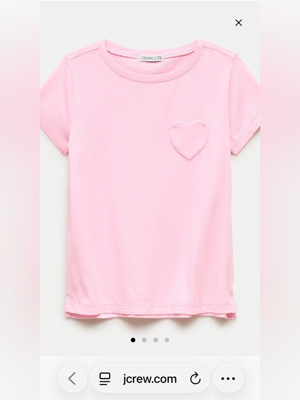 J.Crew Crewcuts Girls Pink Jersey Short Sleeve Heart Pocket T-Shirt Size S 6-7